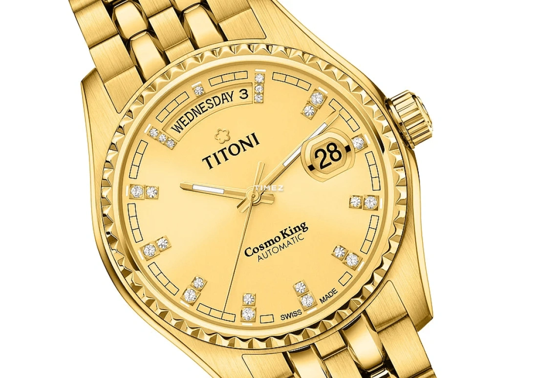 Titoni,COSMO 40mm,40mm,Yellow Gold,Champagne,Automatic,Date,Day,797 G,797 G-306