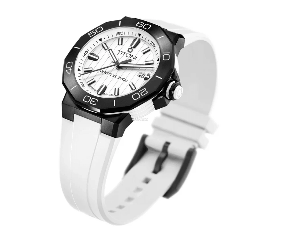Titoni,IMPETUS 43mm,43mm,Stainless Steel,Ceramic,White,Automatic,Day,42hours,83765 B,83765 B-WW-712