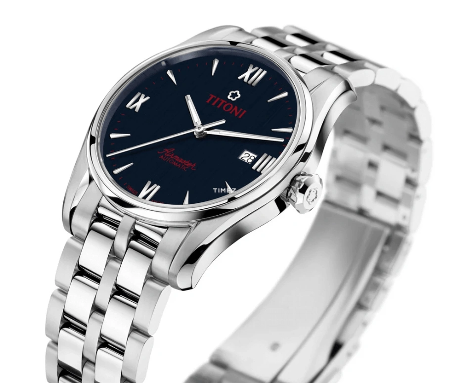 Titoni,AIRMASTER 40mm,40mm,Stainless Steel,Dark Blue,Automatic,Day,Sapphire,Crystal Glass,83908 S,83908 S-690