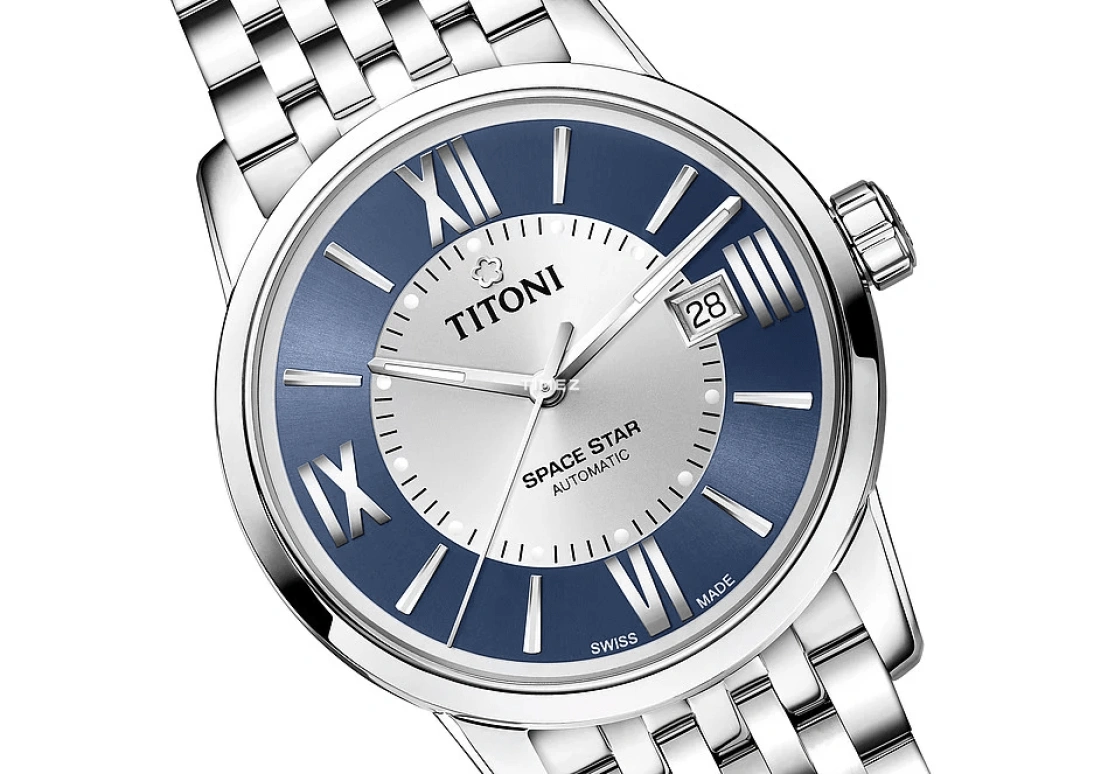 Titoni,SPACE STAR 40mm,40mm,Stainless Steel,Silver,Blue,Automatic,Day,Sapphire,Crystal Glass,83538 S,83538 S-580