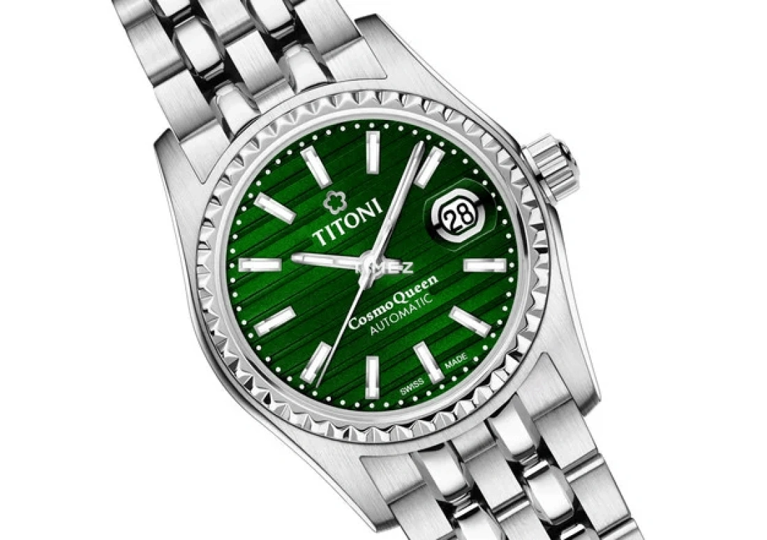 Titoni,COSMO 27mm,27mm,Stainless Steel,Green,Automatic,Day,Sapphire,Crystal Glass,729 S,729 S-697