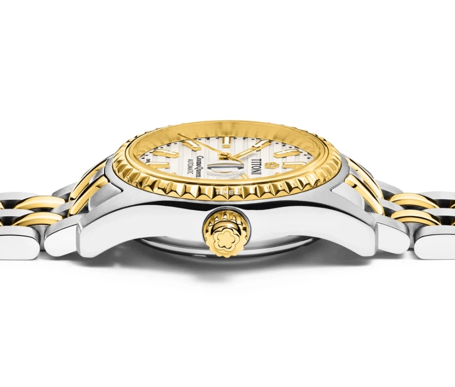 Titoni,COSMO 27mm,27mm,Stainless Steel,Silver,Automatic,Day,Sapphire,Crystal Glass,729 SY,729 SY-695