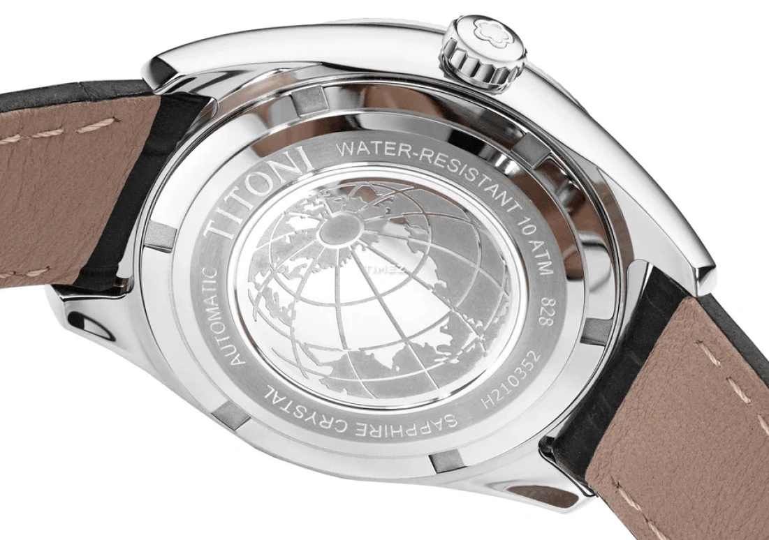 Titoni,COSMO 33.50mm,33.50mm,Stainless Steel,Silver,Automatic,Day,Sapphire,Crystal Glass,828 S,828 S-ST-606