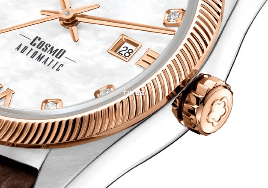 Titoni,COSMO 30mm,30mm,Stainless Steel,White,Automatic,Day,Sapphire,Crystal Glass,818 SRG,818 SRG-ST-652