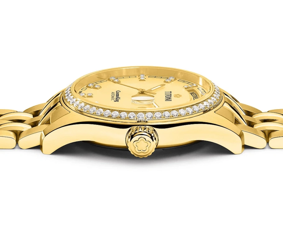 Titoni,COSMO 40mm,40mm,Yellow Gold,Champagne,Automatic,Date,Day,797 G,797 G-DB-306