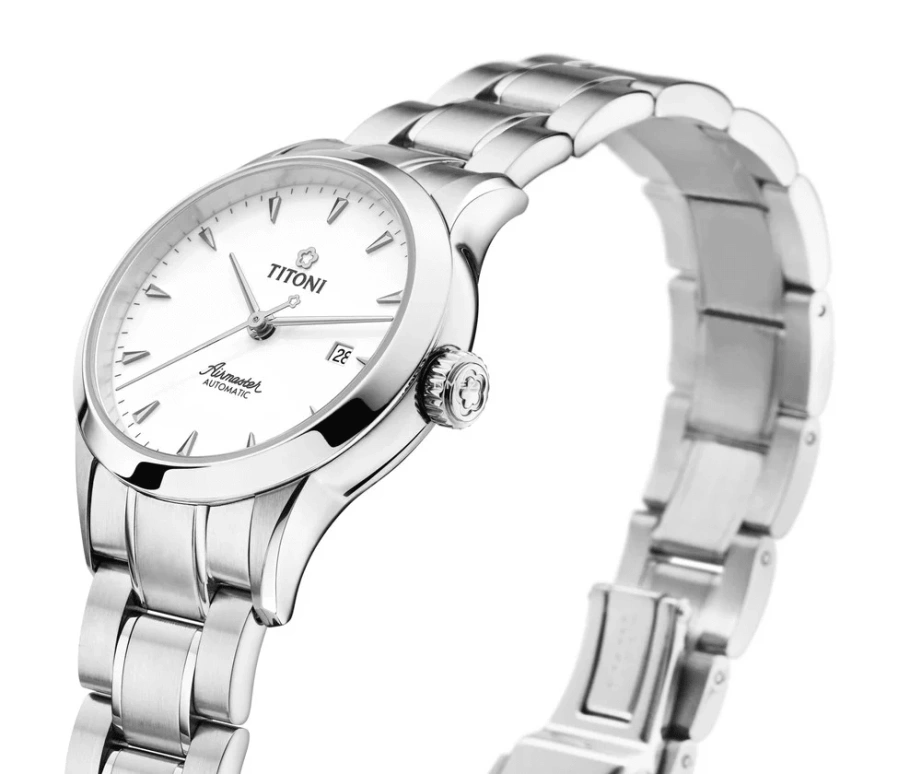 Titoni,AIRMASTER 29mm,29mm,Stainless Steel,White,Automatic,Day,Sapphire,Crystal Glass,23733 S,23733 S-583