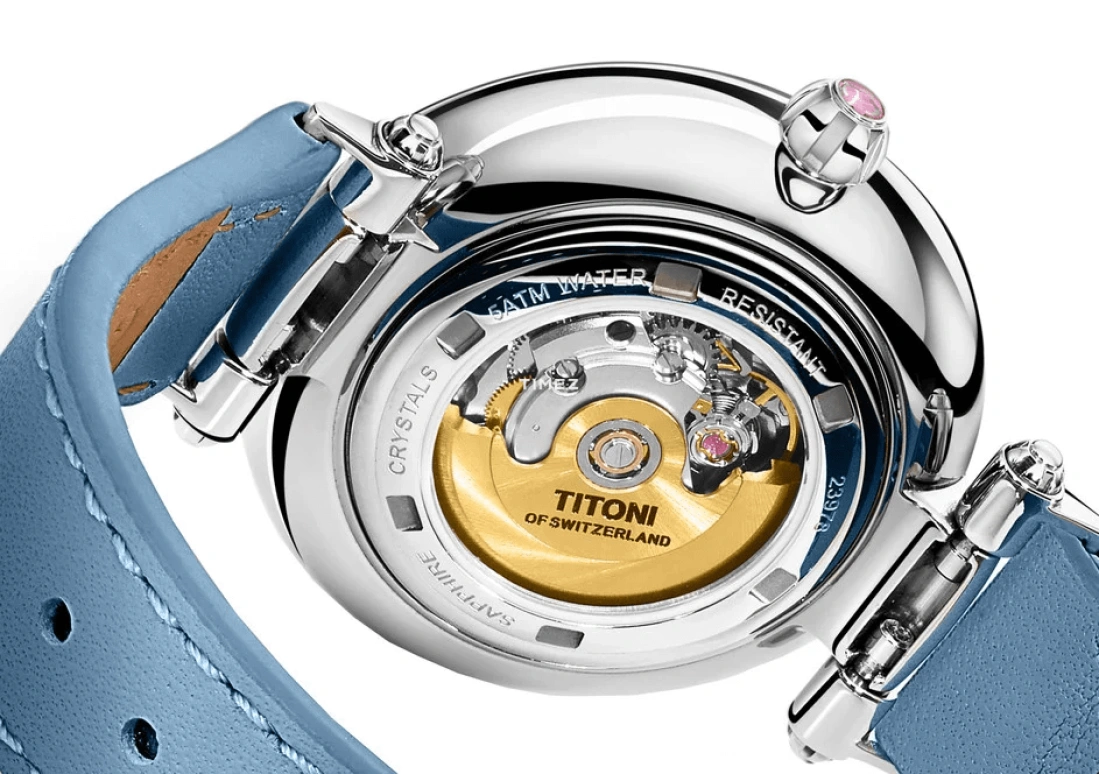 Titoni,MISS LOVELY 33.50mm,33.50mm,Stainless Steel,White,Automatic,Sapphire,Crystal Glass,Round,23978 SRG,23978 SRG-STS-622
