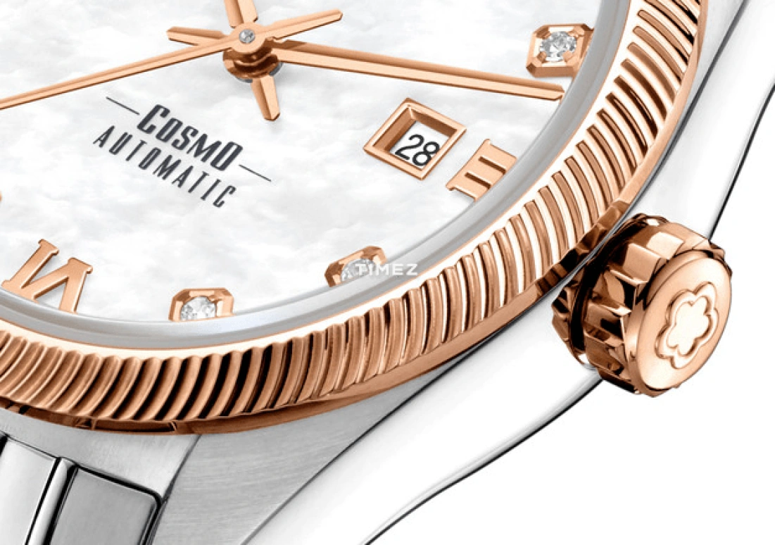 Titoni,COSMO 30mm,30mm,Stainless Steel,White,Automatic,Day,Sapphire,Crystal Glass,818 SRG,818 SRG-652