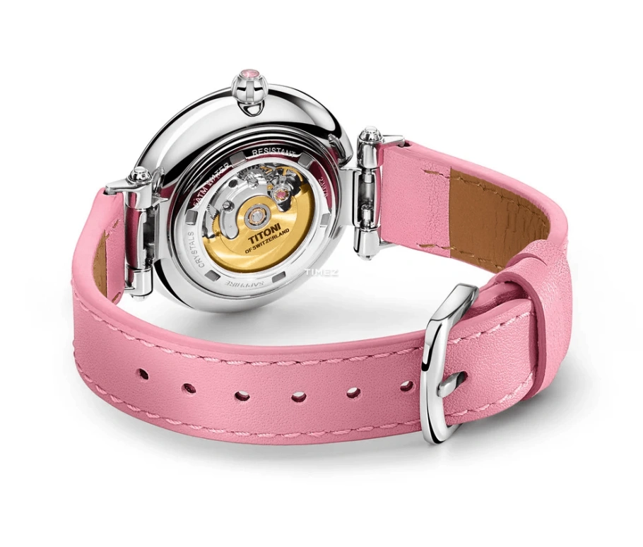 Titoni,MISS LOVELY 33.50mm,33.50mm,Stainless Steel,White,Automatic,Sapphire,Crystal Glass,Round,23978 SRG,23978 SRG-STK-622