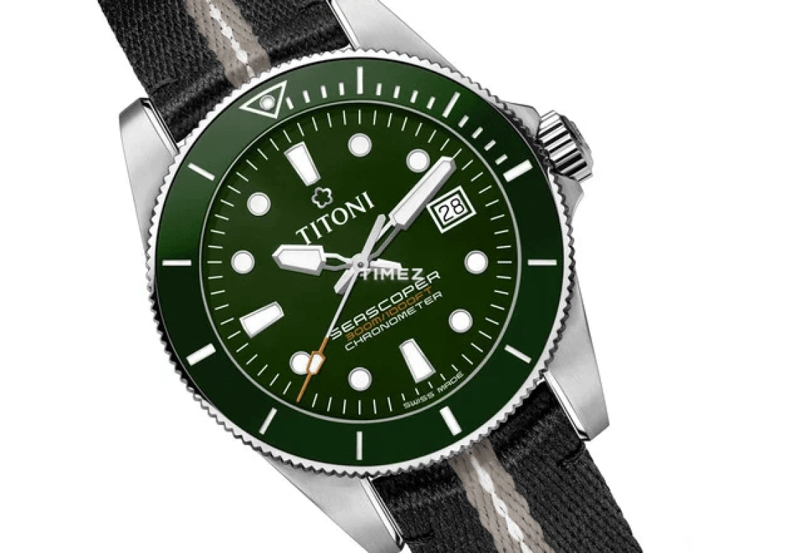 Titoni,SEASCOPER 42mm,42mm,Stainless Steel,Green,Automatic,Day,Sapphire,Crystal Glass,83300 SGN,83300 SGN-T5-703