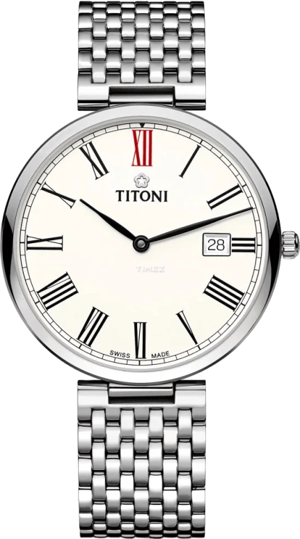 Titoni,SLENDERLINE 39mm,39mm,Stainless Steel,Silver,Automatic,Day,Sapphire,Crystal Glass,82718 S,82718 S-608