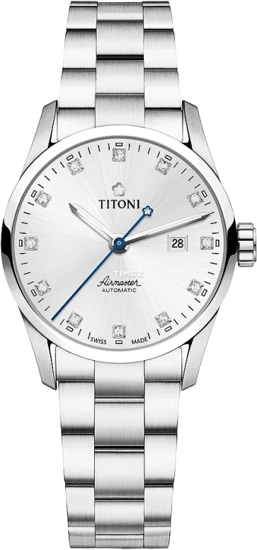 Titoni,AIRMASTER 29mm,29mm,Stainless Steel,Silver,Automatic,Sapphire,Crystal Glass,Round,23743 S,23743 S-581