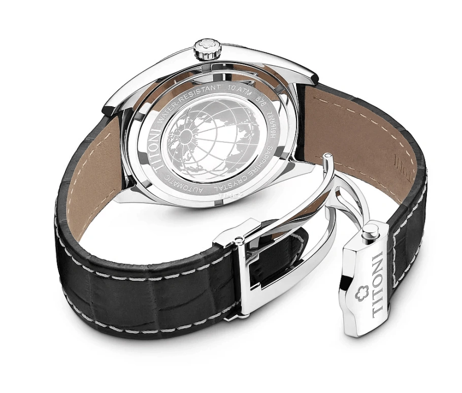 Titoni,COSMO 41mm,41mm,Stainless Steel,White,Automatic,Day,Sapphire,Crystal Glass,878 S,878 S-ST-606