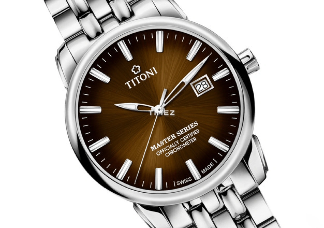 Titoni,MASTER 41mm,41mm,Stainless Steel,Yellow Tan,Black,Automatic,Day,Sapphire,Glass,83188 S,83188 S-662