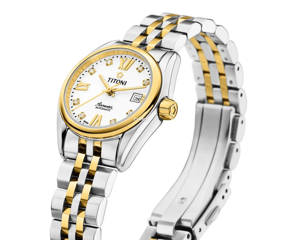 Titoni,AIRMASTER 27mm,27mm,Stainless Steel,White,Automatic,Day,Sapphire,Crystal Glass,23909 SY,23909 SY-063
