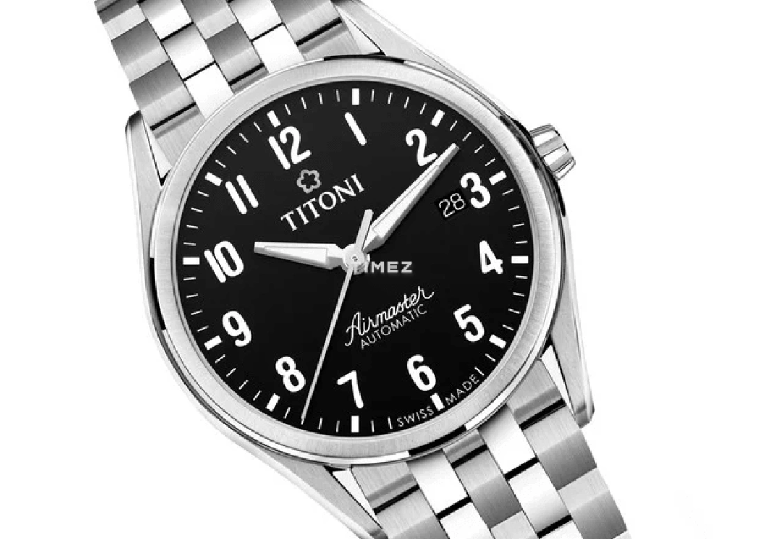 Titoni,AIRMASTER 40.50mm,40.50mm,Stainless Steel,Black,Automatic,Day,Sapphire,Crystal Glass,83906 S,83906 S-699