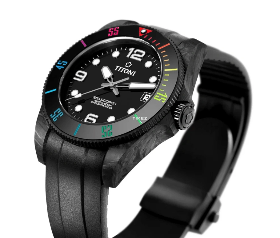 Titoni,SEASCOPER 42mm,42mm,Carbon,Ceramic,Black,Automatic,Day,Sapphire,Crystal Glass,83600 C,83600 C-RA-256