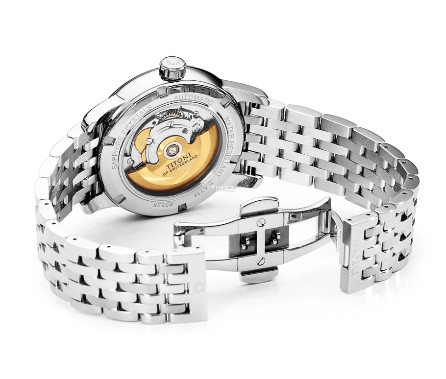 Titoni,SPACE STAR 40mm,40mm,Stainless Steel,Silver,Automatic,Day,Sapphire,Crystal Glass,83538 S,83538 S-099