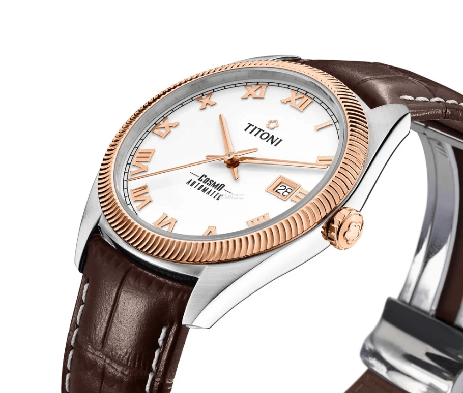 Titoni,COSMO 41mm,41mm,Stainless Steel,White,Automatic,Day,Sapphire,Crystal Glass,878 SRG,878 SRG-ST-657