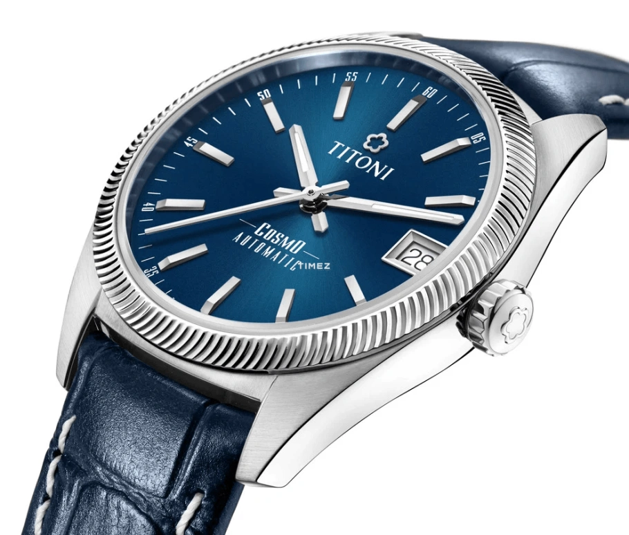 Titoni,COSMO 33.50mm,33.50mm,Stainless Steel,Blue,Automatic,Day,Sapphire,Crystal Glass,828 S,828 S-ST-612