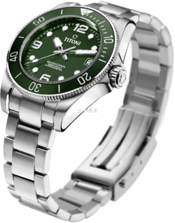Titoni,SEASCOPER 42mm,42mm,Stainless Steel,Ceramic,Green,Automatic,Day,72hours,83601 S,83601 S-GN-739