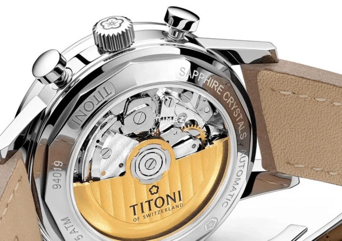 Titoni,HERITAGE 41mm,41mm,Stainless Steel,White,Automatic,Chronograph,Day,94019 S,94019 S-ST-682