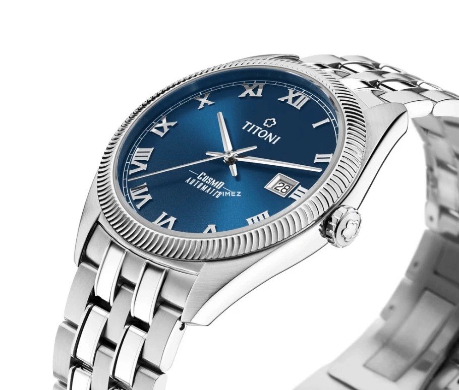 Titoni,COSMO 41mm,41mm,Stainless Steel,Blue,Automatic,Sapphire,Crystal Glass,Round,878 S,878 S-658