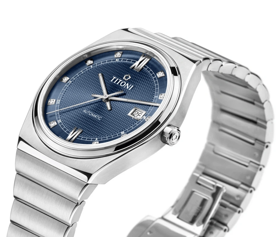 Titoni,IMPETUS 39.50mm,39.50mm,Stainless Steel,Blue,Automatic,Day,Sapphire,Crystal Glass,83751 S,83751 S-632