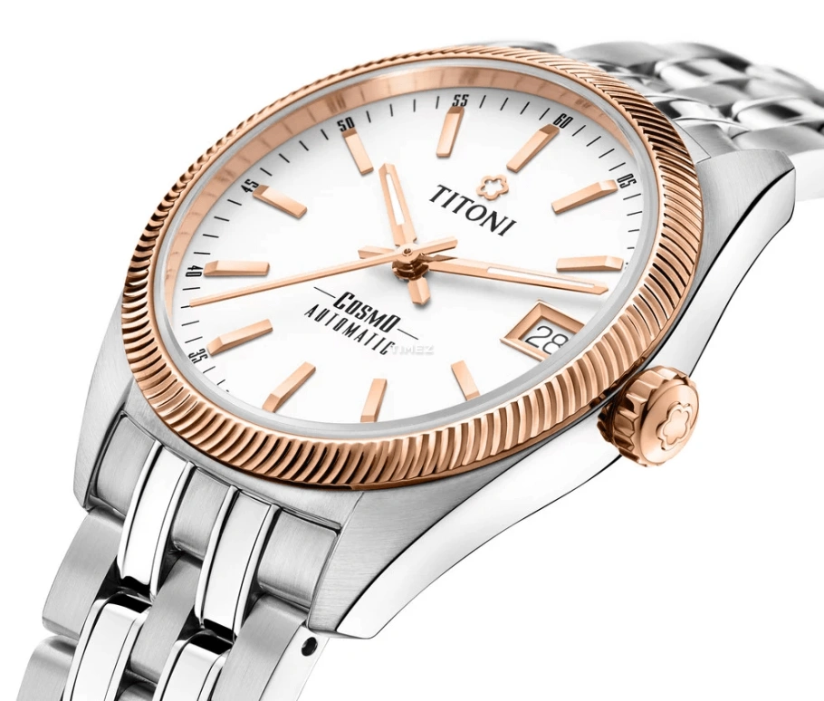 Titoni,COSMO 33.50mm,33.50mm,Stainless Steel,Silver,Automatic,Day,Sapphire,Crystal Glass,828 SRG,828 SRG-606