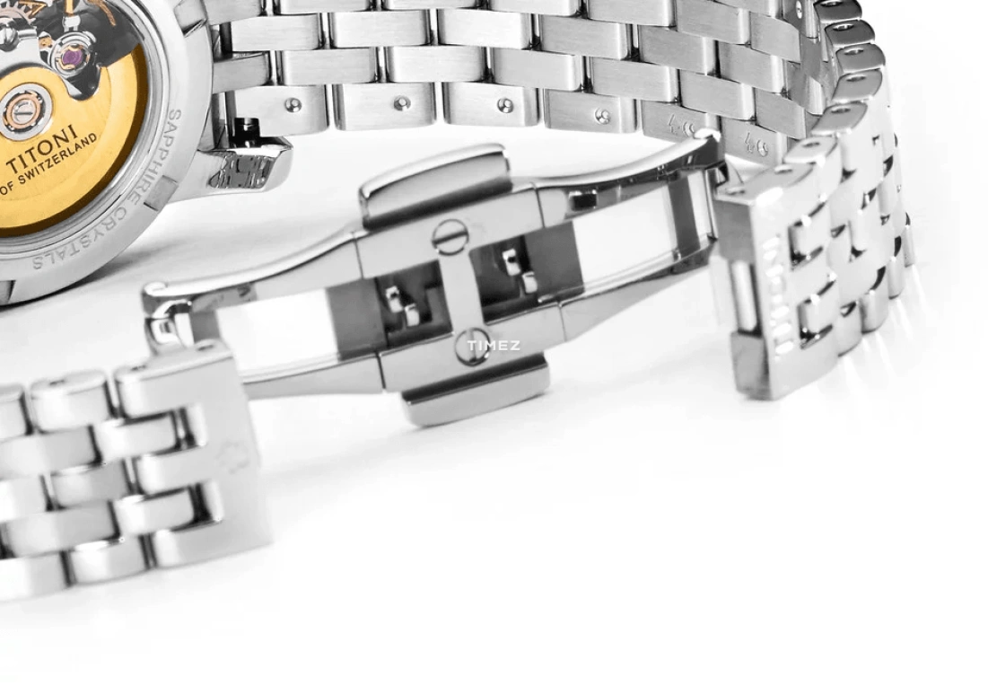 Titoni,SPACE STAR 28mm,28mm,Stainless Steel,Silver,Automatic,Day,Sapphire,Crystal Glass,23538 S,23538 S-099