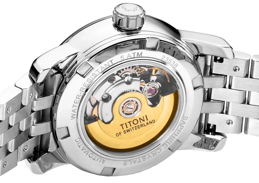 Titoni,SPACE STAR 28mm,28mm,Stainless Steel,Silver,Automatic,Day,Sapphire,Crystal Glass,23538 S,23538 S-099