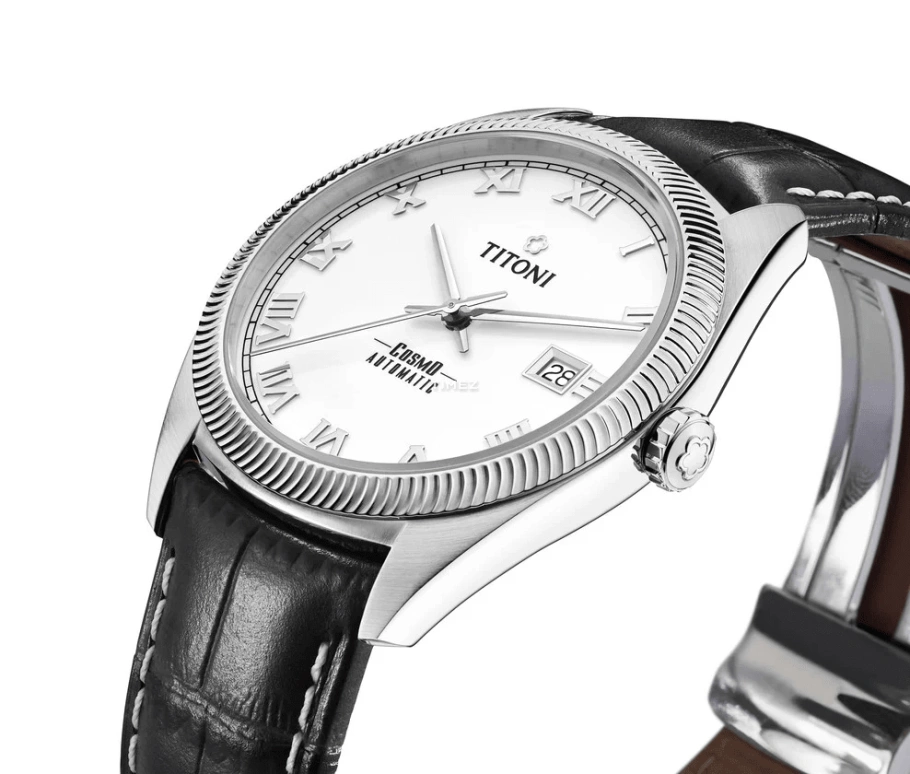 Titoni,COSMO 41mm,41mm,Stainless Steel,White,Automatic,Day,Sapphire,Crystal Glass,878 S,878 S-ST-657