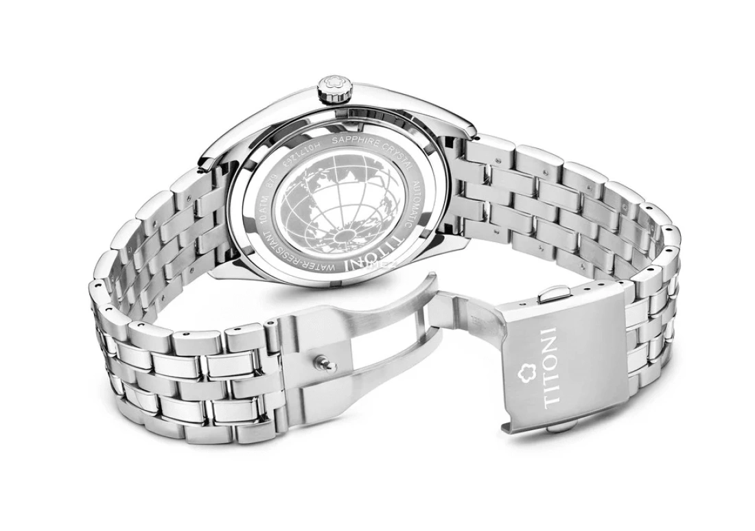 Titoni,COSMO 41mm,41mm,Stainless Steel,Green,Automatic,Day,Sapphire,Crystal Glass,879 S,879 S-660