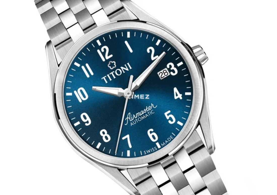 Titoni,AIRMASTER 40.50mm,40.50mm,Stainless Steel,Blue,Automatic,Day,Sapphire,Crystal Glass,83906 S,83906 S-701