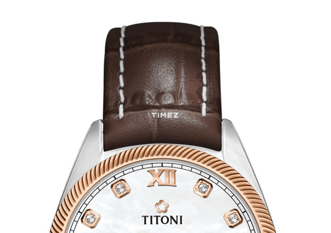 Titoni,COSMO 30mm,30mm,Stainless Steel,White,Automatic,Day,Sapphire,Crystal Glass,818 SRG,818 SRG-ST-652