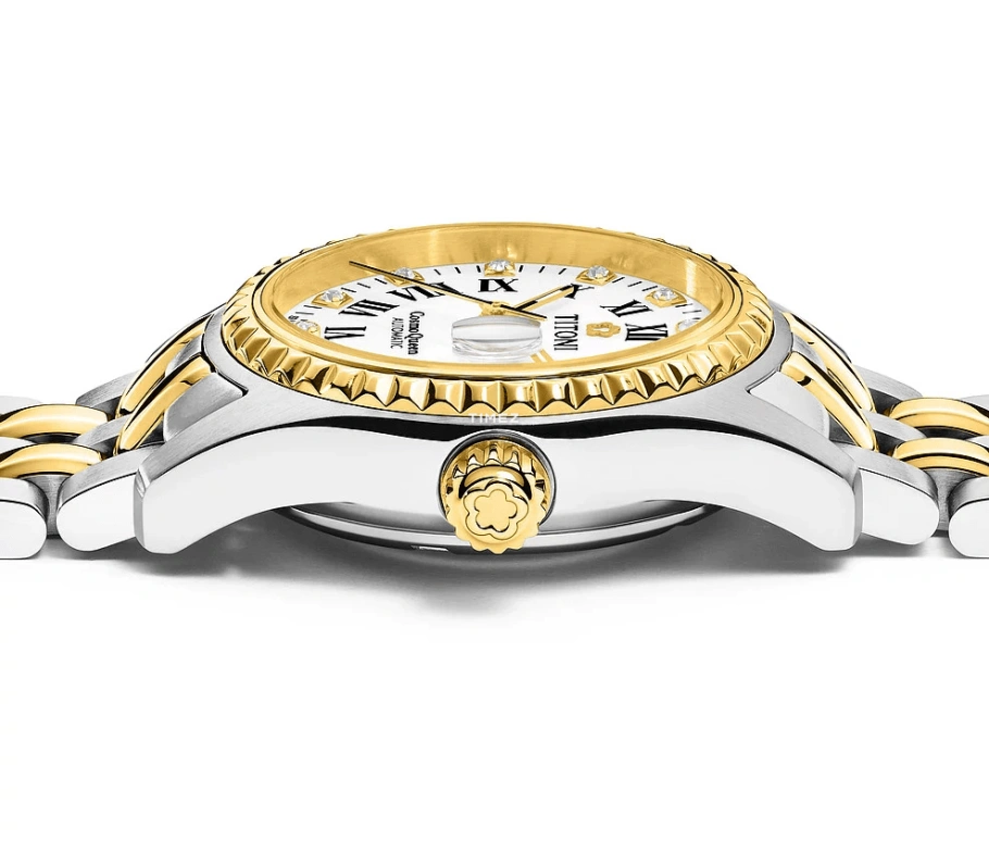 Titoni,COSMO 27mm,27mm,Stainless Steel,White,Automatic,Day,Sapphire,Crystal Glass,729 SY,729 SY-019