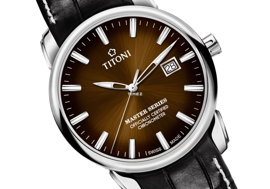 Titoni,MASTER 41mm,41mm,Stainless Steel,Brown,Black,Automatic,Day,Sapphire,Crystal Glass,83188 S,83188 S-ST-662