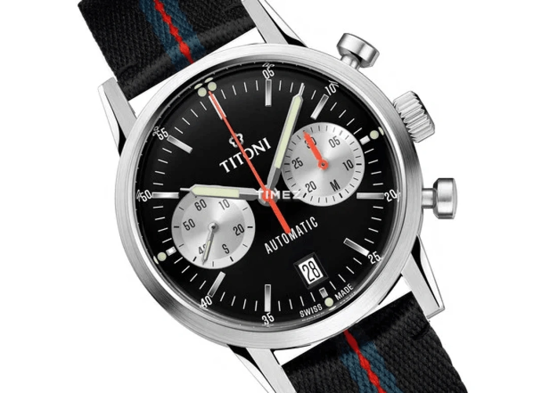 Titoni,HERITAGE 41mm,41mm,Stainless Steel,Black,Automatic,Chronograph,Day,94020 S,94020 S-T4-681