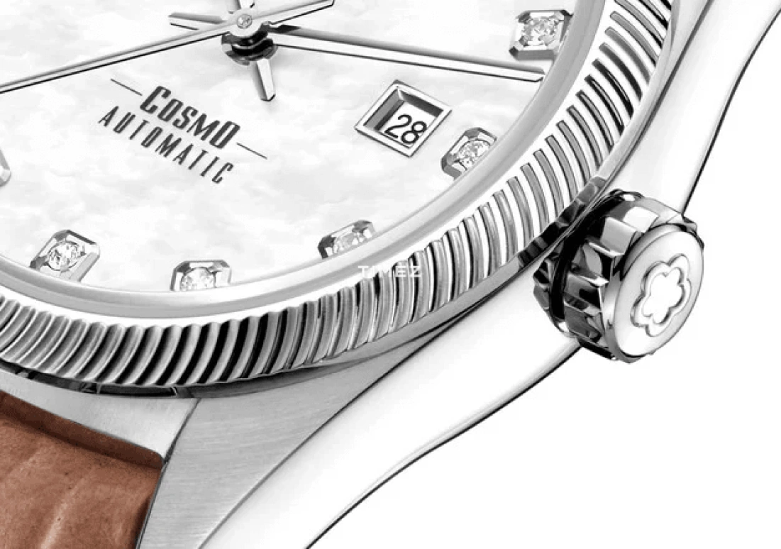 Titoni,COSMO 30mm,30mm,Stainless Steel,White,Automatic,Day,Sapphire,Crystal Glass,818 S,818 S-ST-622