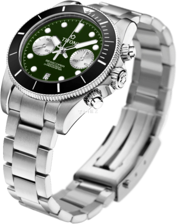Titoni,SEASCOPER 42mm,42mm,Stainless Steel,Ceramic,Green,Automatic,Chronograph,Day,94300 S,94300 S-BK-733