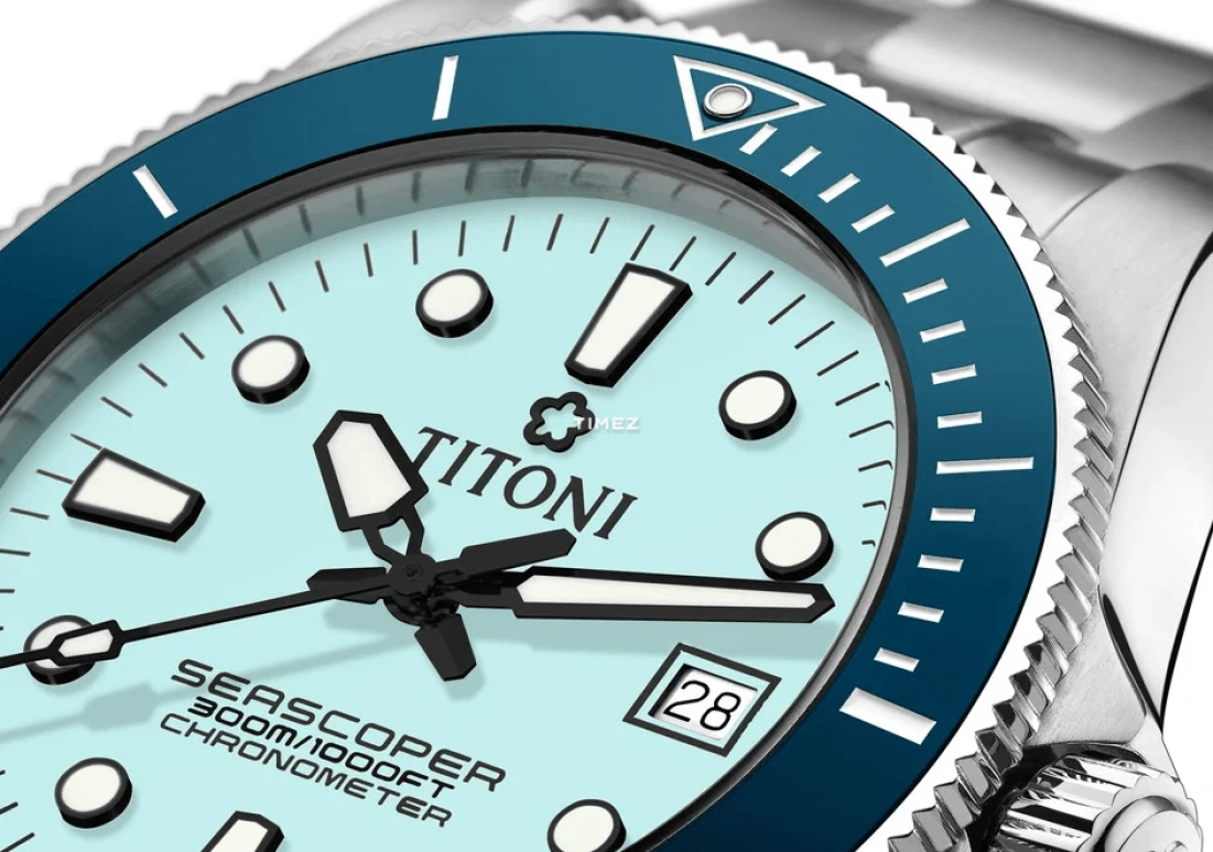 Titoni,SEASCOPER 42mm,42mm,Stainless Steel,Ice Blue,Automatic,Day,38hours,83300 S,83300 S-BE-718
