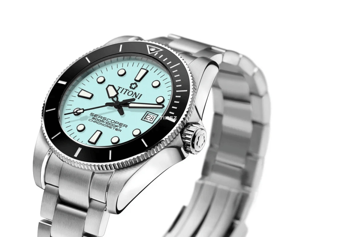 Titoni,SEASCOPER 42mm,42mm,Stainless Steel,Ice Blue,Automatic,Day,38hours,83300 S,83300 S-BK-718