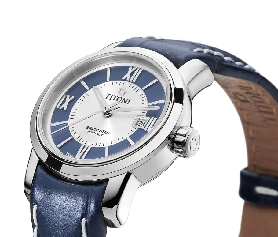 Titoni,SPACE STAR 28mm,28mm,Stainless Steel,Silver,Blue,Automatic,Day,Sapphire,Crystal Glass,23538 S,23538 S-ST-580