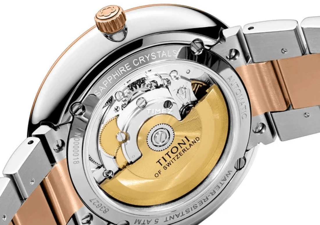 Titoni,AIRMASTER 42mm,42mm,Stainless Steel,Rose Gold,Silver,Automatic,Day,Sapphire,Crystal Glass,83627 SRG,83627 SRG-606