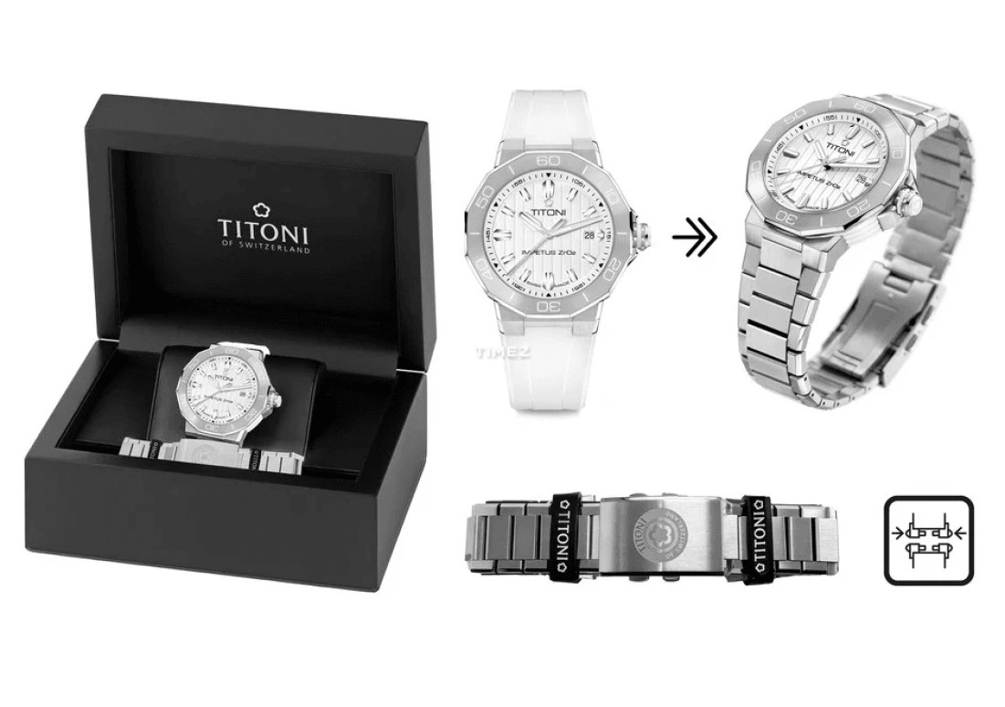Titoni,IMPETUS 43mm,43mm,Stainless Steel,Ceramic,White,Automatic,Day,42hours,83765 S,83765 S-WW-711
