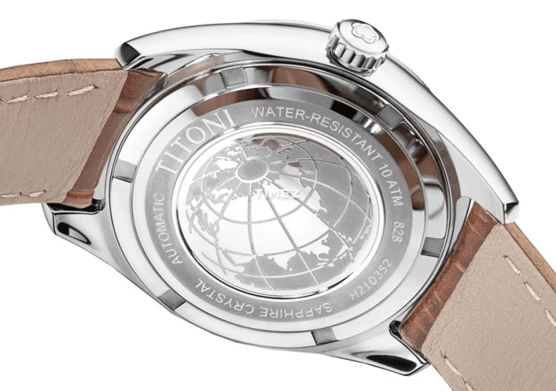 Titoni,COSMO 33.50mm,33.50mm,Stainless Steel,White,Automatic,Day,Sapphire,Crystal Glass,828 S,828 S-ST-652