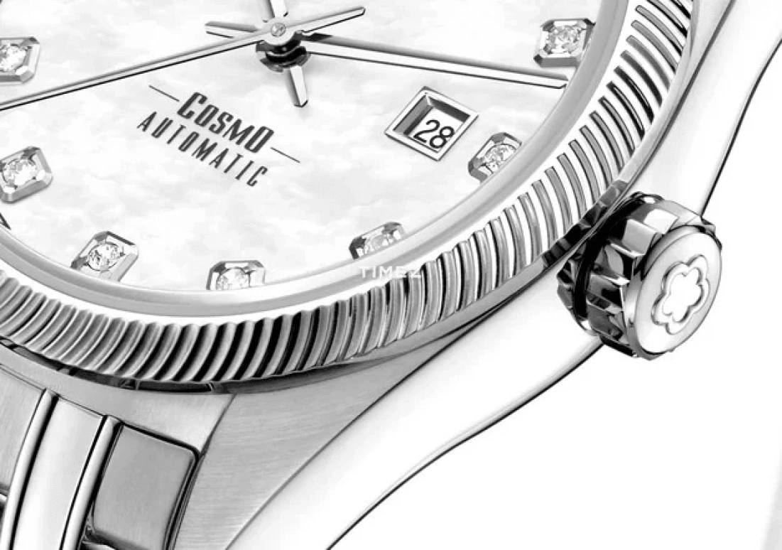 Titoni,COSMO 30mm,30mm,Stainless Steel,White,Automatic,Day,Sapphire,Crystal Glass,818 S,818 S-622