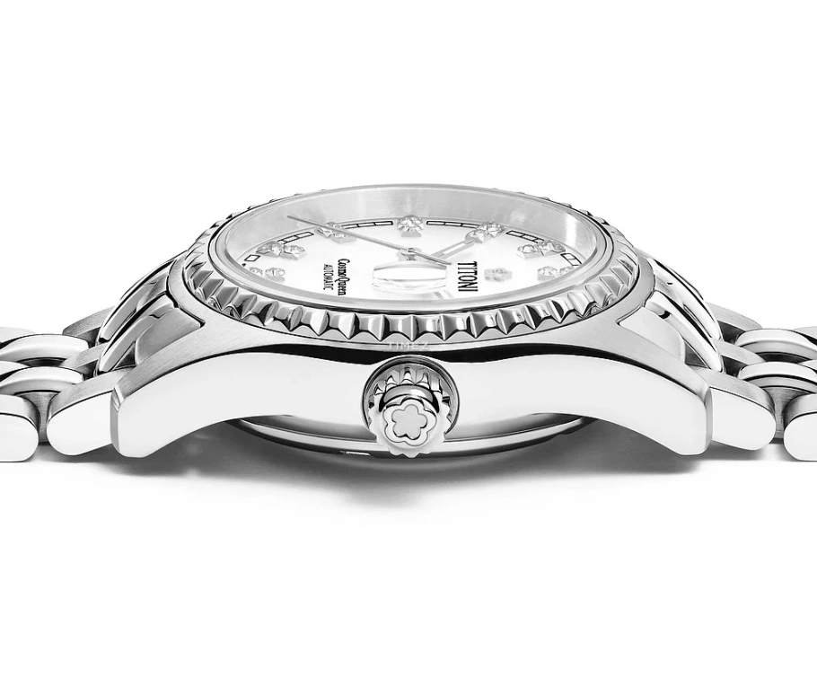 Titoni,COSMO 27mm,27mm,Stainless Steel,White,Automatic,Day,Sapphire,Crystal Glass,729 S,729 S-307