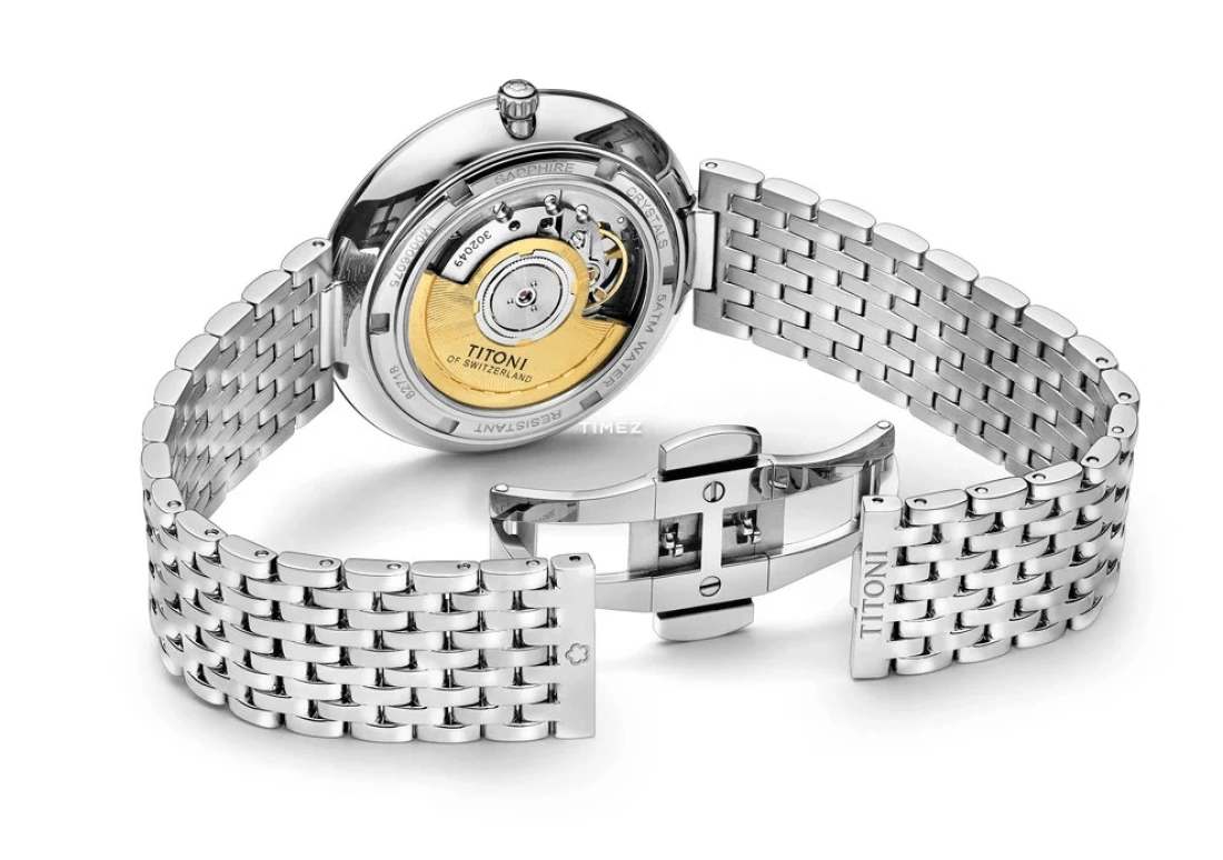 Titoni,SLENDERLINE 39mm,39mm,Stainless Steel,Silver,Automatic,Day,Sapphire,Crystal Glass,82718 S,82718 S-608