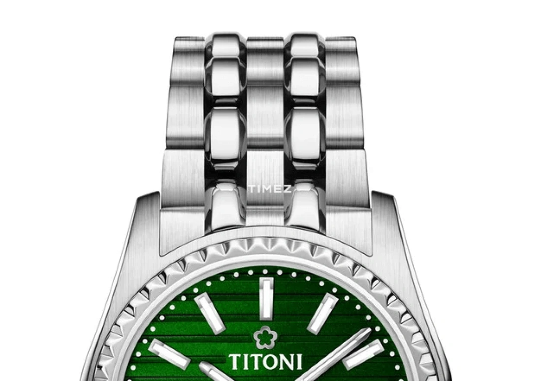 Titoni,COSMO 27mm,27mm,Stainless Steel,Green,Automatic,Day,Sapphire,Crystal Glass,729 S,729 S-697